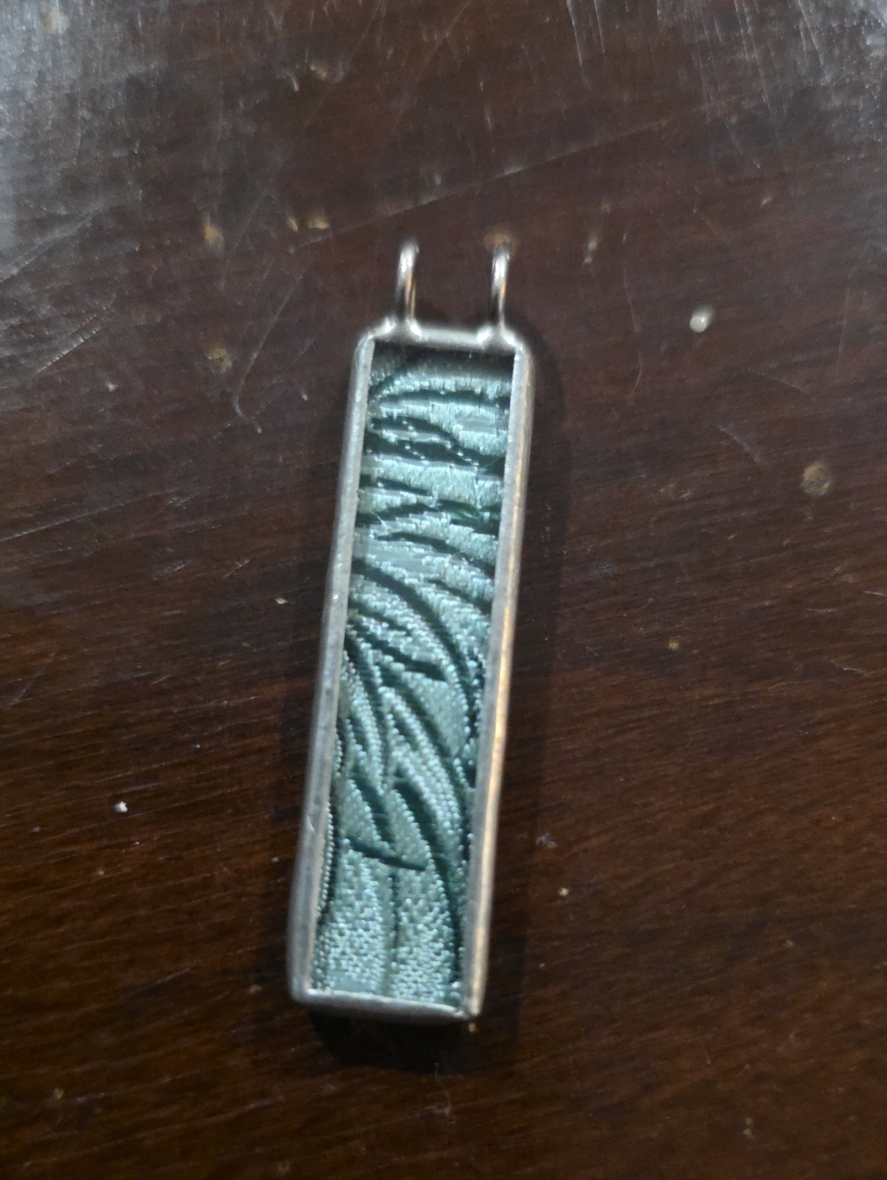 Silver And Fabric Charm Pendant Accessory in Teal Green